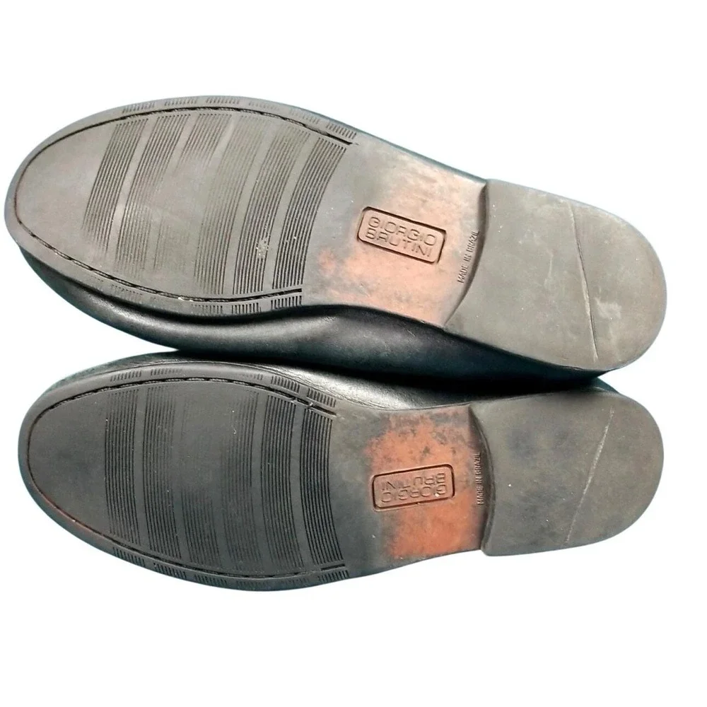 Giorgio Brutini Naples Tassel Loafers Black‎ Leather Size 9.5 D Moc Toe Academia